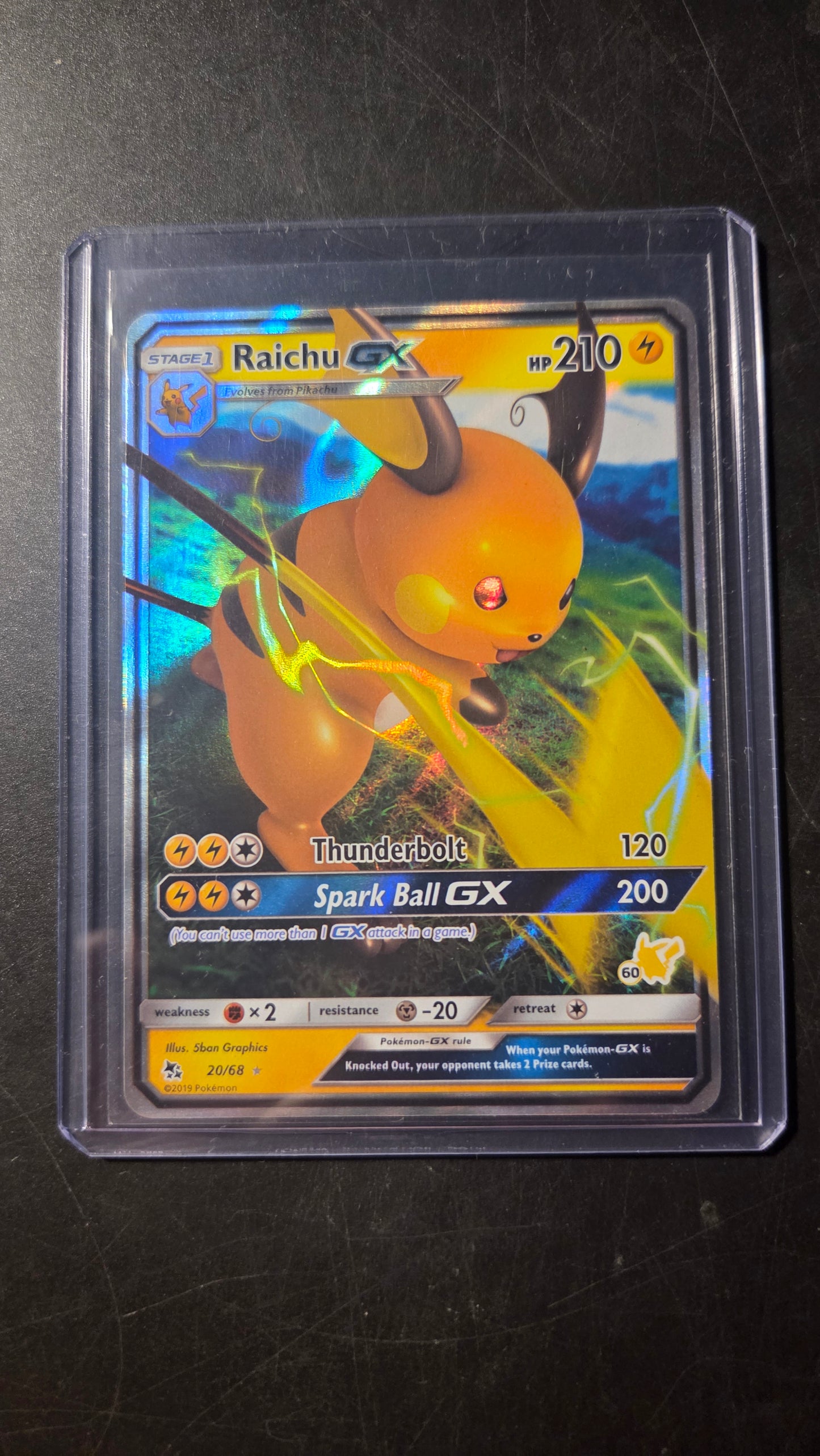 20/68 Raichu GX (Hidden Fates) Pokémon card (English)