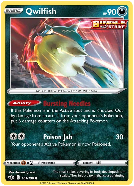 101/198 Qwilfish (Reverse Holo) (Chilling Reign) Pokémon card (English)
