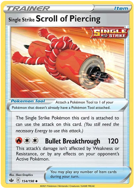 154/198 Single Strike Scroll of Piercing (Item) (Chilling Reign) Pokémon card (English)